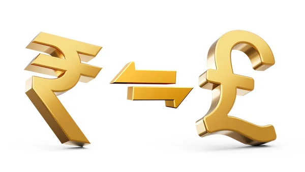 Goldene Rupie Und Pfund Symbol Symbol Mit Geldwechselpfeilen Auf Weißem — Stockfoto