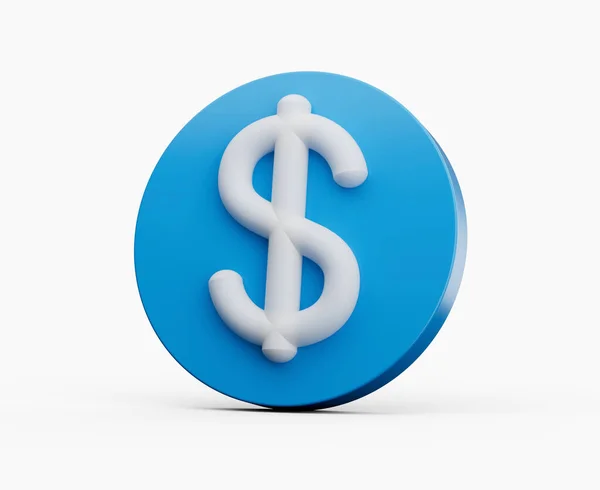 Vit Dollar Symbol Rundade Shiny Blå Ikonen Isolerad Vit Bakgrund — Stockfoto