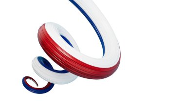 Hollanda 'nın 3d Bayrağı, Hollanda' nın 3d Sarmal Parlak Kurdelesi Beyaz Arkaplanda, 3d illüstrasyon