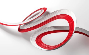 Polonya 'nın 3d. Bayrağı 3d Polonya Kurdelesi Sallanıyor Beyaz Arkaplanda İzole Edildi, 3d illüstrasyon