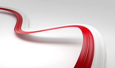 Polonya 'nın 3d. Bayrağı 3d Polonya Kurdelesi Sallanıyor Beyaz Arkaplanda İzole Edildi, 3d illüstrasyon