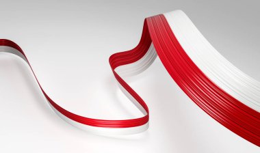 Polonya 'nın 3d Bayrağı, 3d Dalgalı Parlak Polonya Kurdelesi Beyaz Arkaplanda İzole Edildi, 3d