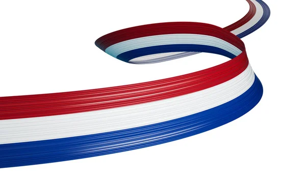 Flagge Der Niederlande Wavy Shiny Netherlands Ribbon Isoliert Auf Weißem — Stockfoto