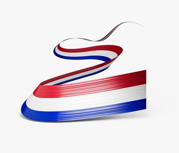 3D巴拉圭国旗3D Wavy Shiny Paraguay Ribbon Flag Isolated White Background Illustration — 图库照片
