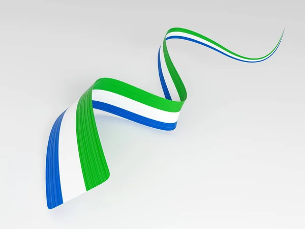 Flag Sierra Leone Waving Ribbon Flag Isolated White Background Illustrated — стокове фото