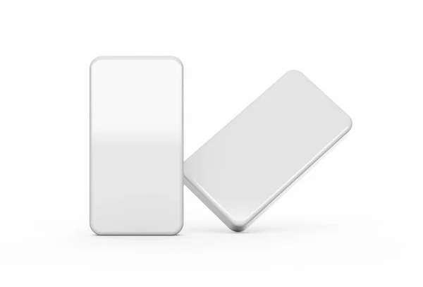 两个空白的白色多米诺骨牌在白色背景上分离 3D插图 — 图库照片