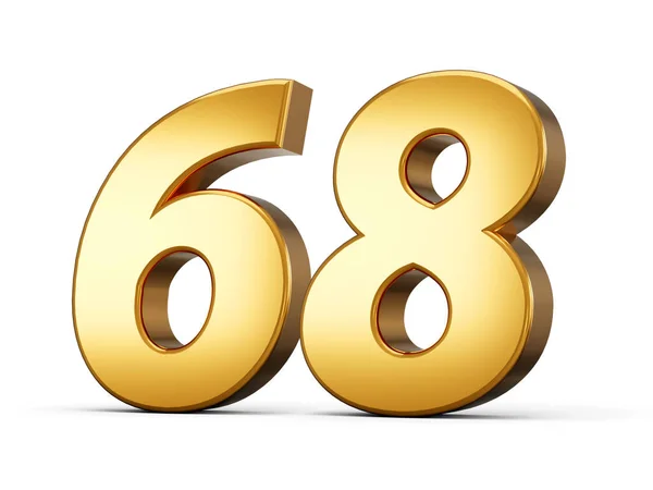 Número Metálico Dourado Sessenta Oito Fundo Branco Ilustração — Fotografia de Stock