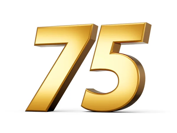 Złoty Numer Siedemdziesiąt Pięć Odizolowane Białe Tło Błyszcząca Liczba Wykonana — Zdjęcie stockowe