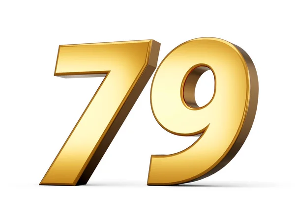 Shiny Gold Number Seventy Nine Gold Number Isolated White Background — стоковое фото