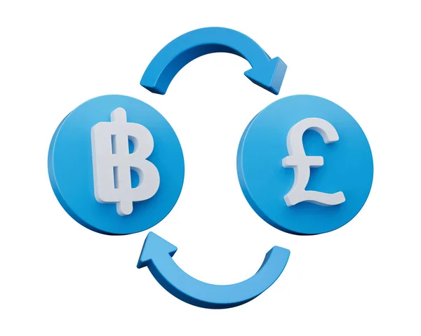 White Baht Pound Symbol Rounded Blue Icons Money Exchange Arrows — 스톡 사진