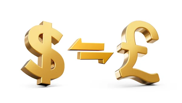 Golden Dollar Pound Symbol Icon Money Exchange Arrow White Background — Stock Photo, Image
