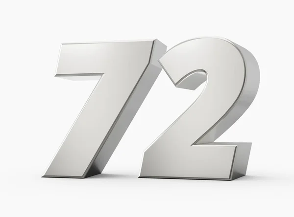 シルバー3D番号72 隔離された白い背景3Dイラスト — ストック写真