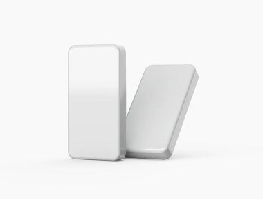 Beyaz Arkaplanda İki Boş Beyaz Domino Zarı İzole Edildi, 3 boyutlu illüstrasyon