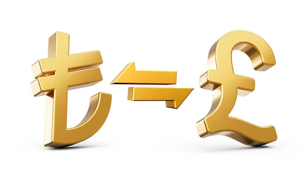 Glänsande Gyllene Symbol Lira Till Pund Valutaväxling Ikon Med Skugga — Stockfoto