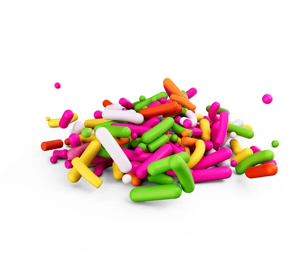 Sprinkles Coloridos Açúcar Decoração Para Bolo Padaria Fundo Branco Ilustração — Fotografia de Stock