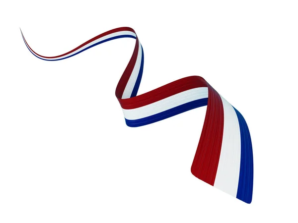 Flagga Nederländerna Shiny Viftande Flagga Band Isolerad Vit Bakgrund Illustration — Stockfoto
