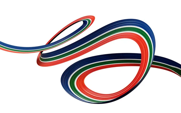 Bandeira África Sul Bandeira Fita Acenar Isolado Fundo Branco Ilustração — Fotografia de Stock