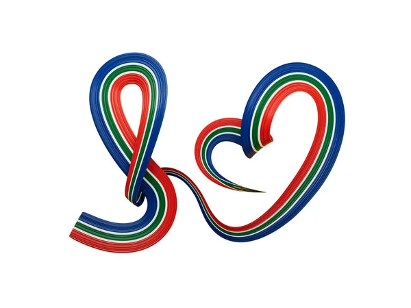Σημαία Της Νότιας Αφρικής Σχήμα Καρδιάς Γυαλιστερή Κυματιστή Κορδέλα Ευαισθητοποίησης — Φωτογραφία Αρχείου