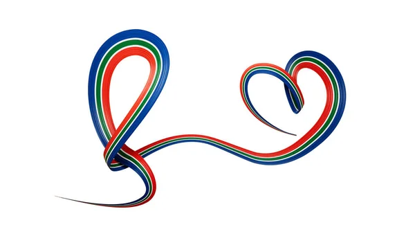 Bandeira África Sul Forma Coração Brilhante Fita Consciência Ondulada Fundo — Fotografia de Stock