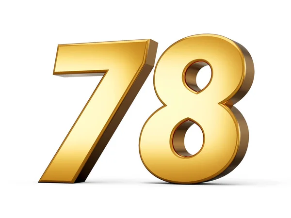 Błyszczące Złoto Numer Siedemdziesiąt Osiem Złota Liczba Izolowana Białym Tle — Zdjęcie stockowe