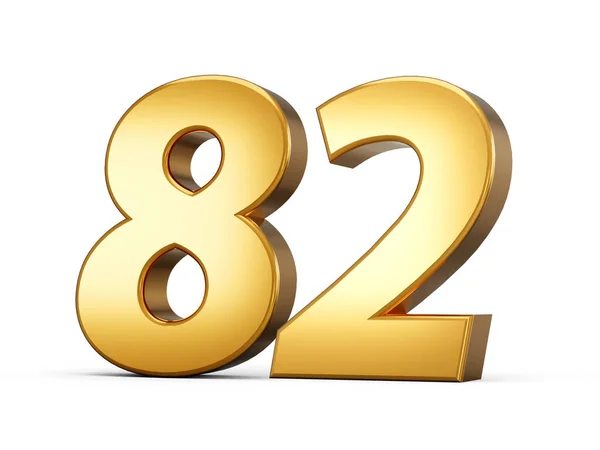 3D光沢のあるゴールド番号82 白の背景に隔離された82 2つの3Dゴールド番号 3Dイラスト — ストック写真