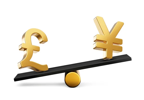 Goldenes Pfund Und Yen Symbol Symbole Mit Schwarzabgleichwippe Illustration — Stockfoto