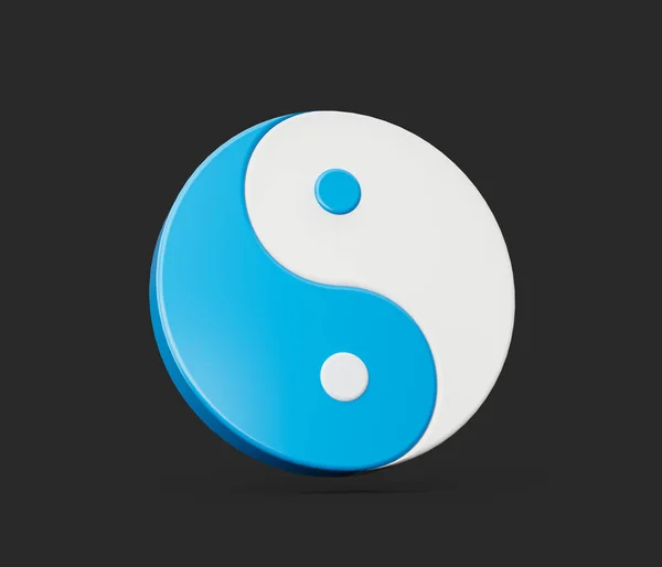 Azul Blanco Yin Yang Símbolo Armonía Equilibrio Sobre Fondo Oscuro — Foto de Stock