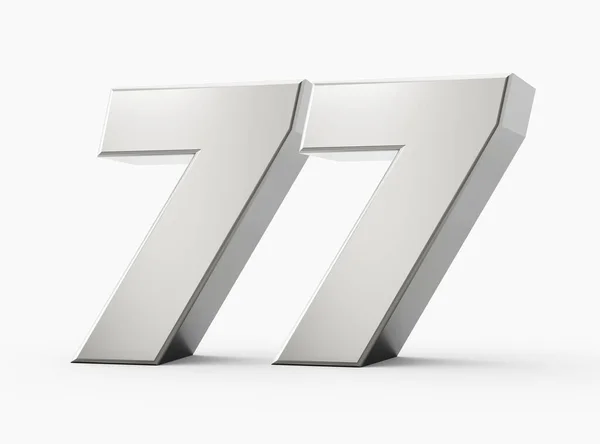 银3D号码77 77孤立的白色背景3D插图 — 图库照片