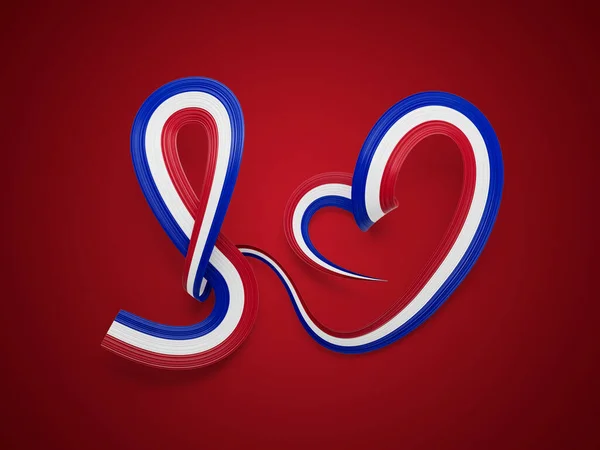 Vlag Van Paraguay Heart Shaped Wavy Awareness Ribbon Vlag Rode — Stockfoto