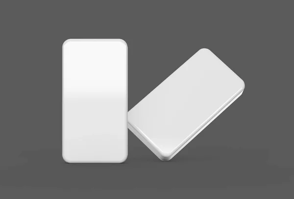 灰色背景下分离的两个空的白色多米诺骨牌 3D插图 — 图库照片