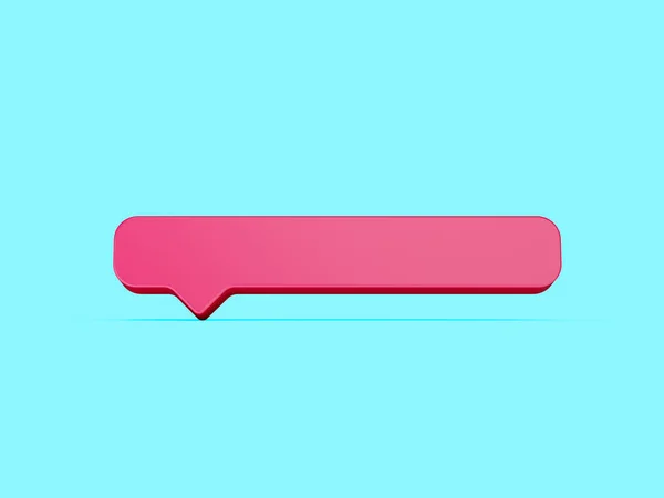 3D简单粉红信息盒图标 Shiny粉红聊天盒图标蓝色背景 3D插图 — 图库照片