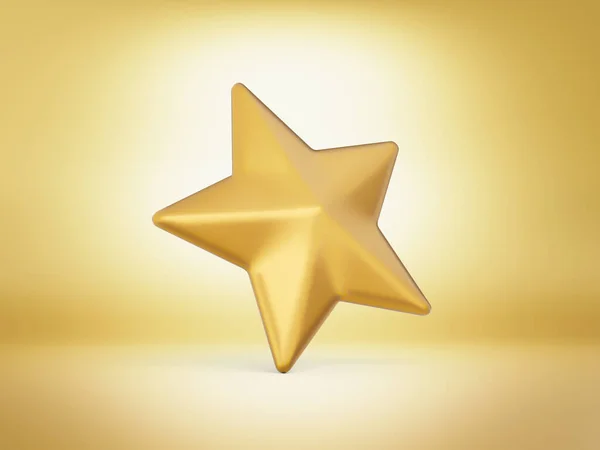 3d One Golden Shiny Rating Star Symbol Isolated On Golden Background, 3d illustration