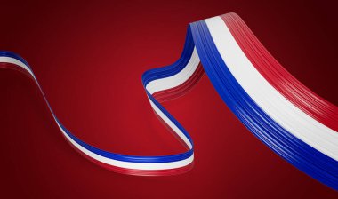3d Paraguay Bayrağı, 3d Dalgalanan Paraguay Kurdelesi Kırmızı Arkaplanda İzole Edildi, 3d illüstrasyon