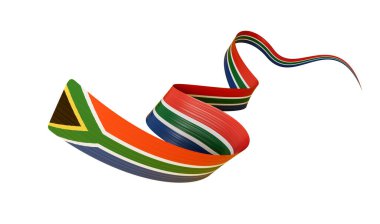 3d Güney Afrika Bayrağı 3d Dalgalı Parlak Güney Afrika Bayrağı Beyaz Arkaplanda, 3d illüstrasyon