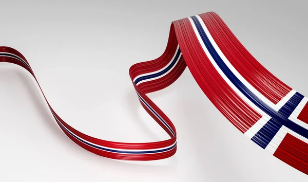 Flag Norway Country Waving Ribbon Flag Isolated White Background Illustration — Stock Photo, Image