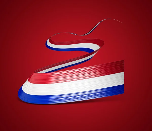 3d Flag Of Paraguay, 3d Waving Paraguay Ribbon Flag Isolated On Red Background, 3d illustration