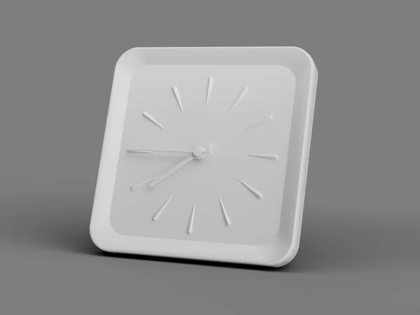 Simples Branco Quadrado Relógio Parede Sete Quarenta Cinco Trimestres Para — Fotografia de Stock