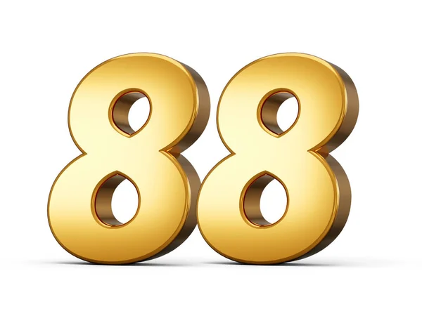 Χρυσός Αριθμός Ογδόντα Οκτώ Απομονωμένο Λευκό Φόντο Γυαλιστερό Αριθμός Από — Φωτογραφία Αρχείου