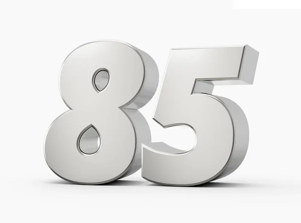 Shiny Silver Number Eighty Five Silver Number Isolated White Background — Stock Photo, Image