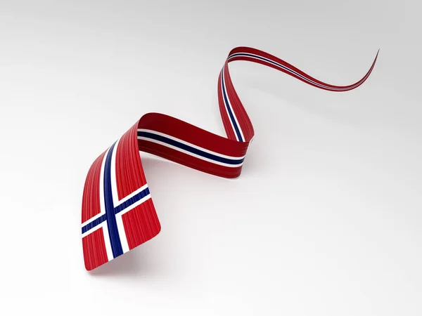 Flag Norway Country Wavy Shiny Norway Ribbon Isolated White Background — Stock Photo, Image