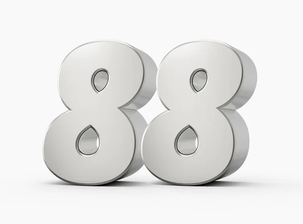 Lesklé Stříbrné Číslo Osmdesát Osm Stříbrné Číslo Izolované Bílém Pozadí — Stock fotografie