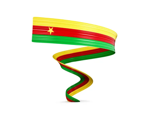 Flagge Kameruns Glänzendes Fahnenband Isoliert Auf Weißem Hintergrund Illustration — Stockfoto
