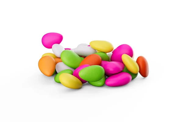 Barevné Mandlové Bonbóny Cukrová Poleva Mandlové Bonbóny Izolované Bílém Pozadí — Stock fotografie