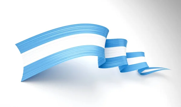 アルゼンチンの3Dフラグ3D光沢のある波の旗リボンは白の背景に隔離され 3Dイラスト — ストック写真
