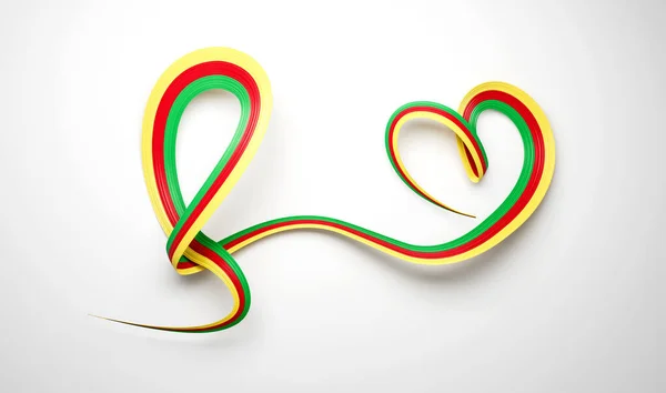 Σημαία Του Καμερούν Καρδιά Σχήμα Κυματιστή Σημαία Ευαισθητοποίησης Λευκό Φόντο — Φωτογραφία Αρχείου