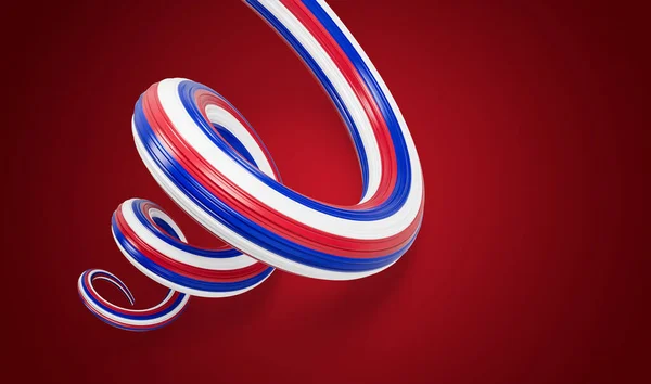 3d Flag of Paraguay, 3d Spiral Glossy Ribbon Flag Of Paraguay On Red Background, 3d illustration