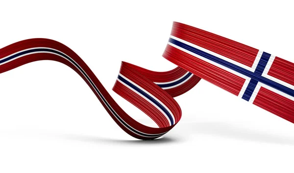 Bandera Noruega País Ondulado Brillante Cinta Noruega Aislado Sobre Fondo —  Fotos de Stock