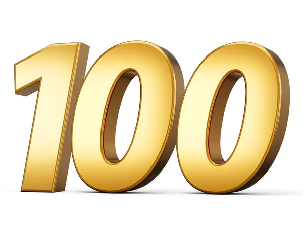 Numero 100 Dell Oro Lucido Numero 100 Dell Oro Isolato — Foto Stock