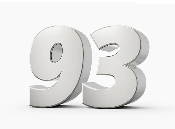 Stříbrná Čísla Devadesát Třetí Izolované Bílé Pozadí Ilustrace — Stock fotografie