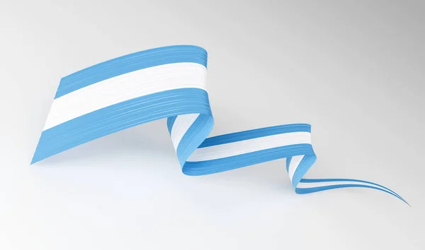 Arjantin Bayrağı Dalgalı Parlak Arjantin Kurdelesi Beyaz Arkaplanda Zole Edildi — Stok fotoğraf